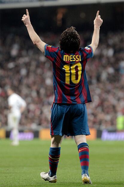 Messi festeja el primer gol del Barcelona.