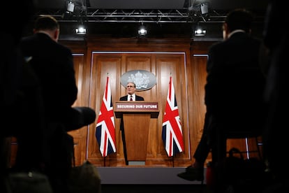 El primer ministro británico, Keir Starmer, durante la rueda de prensa en el 10 de Downing Street.