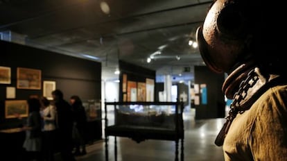 Una de les peces de l'exposició és l'escafandre que el capità del 'Nautilus' utilitza per sortir del submarí.