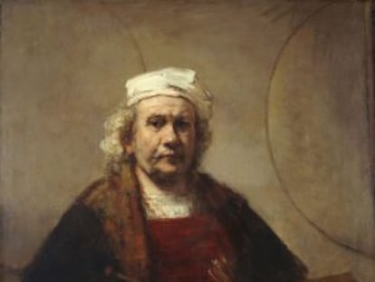 'Autorretrato con dos círculos' (1665-1669) de Rembrandt, en el Rijksmuseum.