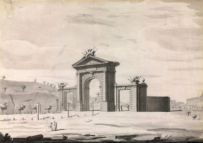 Boceto de la puerta de San Vicente hecho por Sabatini en 1770.