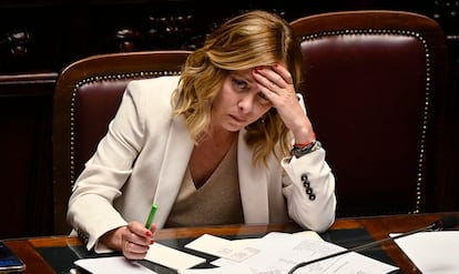 La primera ministra italiana, Giorgia Meloni, en una sesión de la Cámara de Diputados, este miércoles.