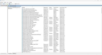 Opciones de servicios en Windows 11
