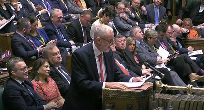 El líder laborista, Jeremy Corbyn, en un debate en la Cámara de los Comunes.