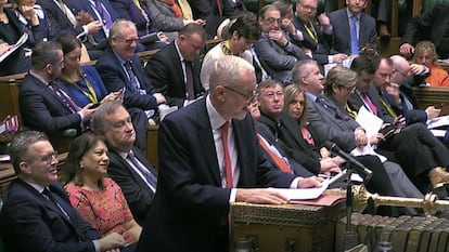 El líder laborista, Jeremy Corbyn, en un debate en la Cámara de los Comunes.