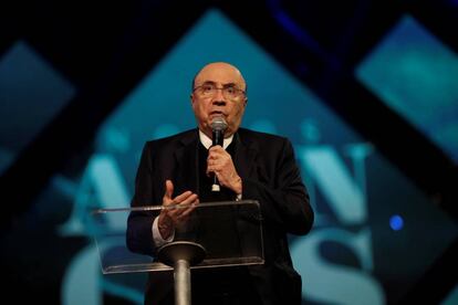 Henrique Meirelles durante evento da Igreja Sara Nossa Terra em Brasília no dia 5 de janeiro.