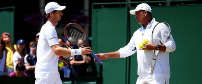 Murray y Lendl, durante un entrenamiento en Wimbledon.
