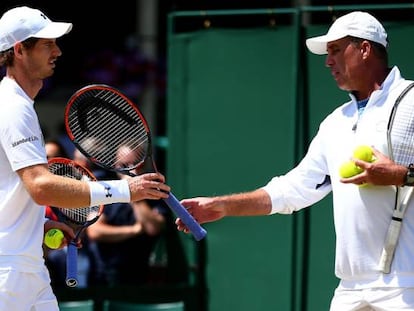 Murray y Lendl, durante un entrenamiento en Wimbledon.