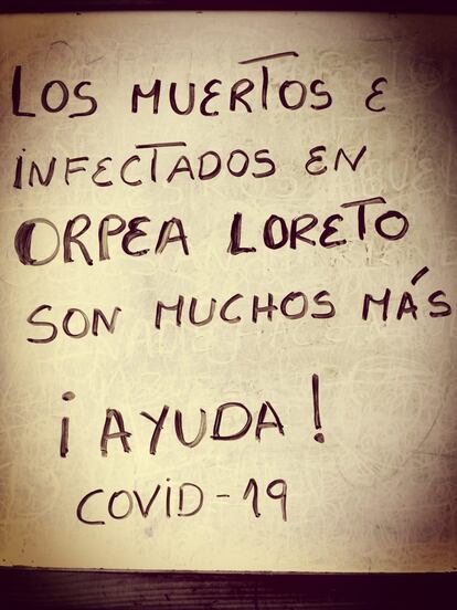 Nota de auxilio de trabajadores de la residencia de mayores Orpea Loreto.