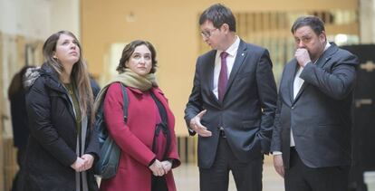 Ada Colau y Oriol Junqueras, en Barcelona.