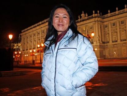 Wang Junxia, el lunes en el Palacio Real de Madrid.