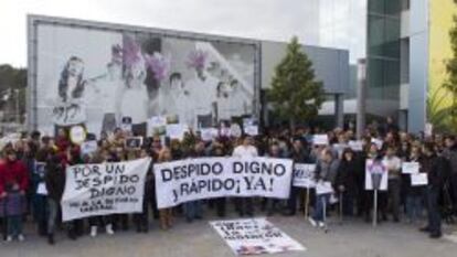 Concentración de trabajadores de Orizonia en Palma de Mallorca.