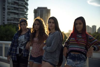 O grupo de amigas na Barra da Tijuca.