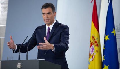 El presidente del Gobierno, Pedro Sánchez, en la rueda de prensa después del Consejo de Ministros.