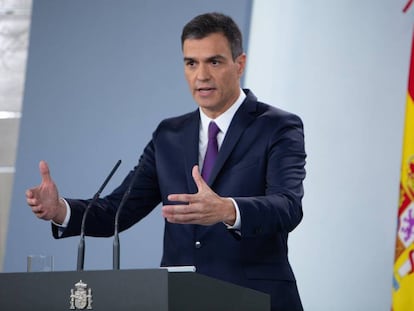 El presidente del Gobierno, Pedro Sánchez, en la rueda de prensa después del Consejo de Ministros.