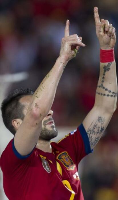 Negredo celebra su gol a Bielorrusia.