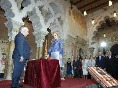 La popular Luisa Fernanda Rudi, durante su toma de posesión como presidenta de Aragón, esta tarde en Zaragoza