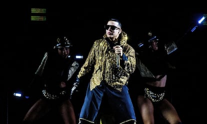 Daddy Yankee during an August 26 performance in Orlando, Florida, part of his “La Última Vuelta” world tour.