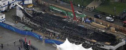 Estado en el que ha quedado el 'Cutty Sark' tras el fuego