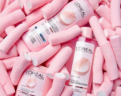 Extractos de rosa, jazmín y loto componen la línea de belleza Flores Delicadas de L’Oréal Paris. Sus productos hidratan, suavizan y protegen la piel. Bálsamo desmaquillante, leche limpiadora y tónico Flores Delicadas (5,90 €/c. u.), todo de L’Oréal París.