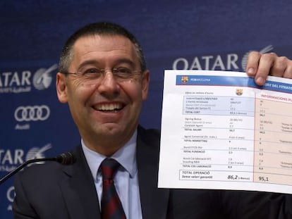 Bartomeu, l&#039;any passat, amb els &#039;papers&#039; de Neymar.