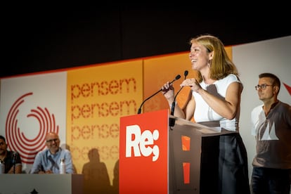 Janet Sanz, durante el congreso de Barcelona en Comú celebrado este sábado en Barcelona.