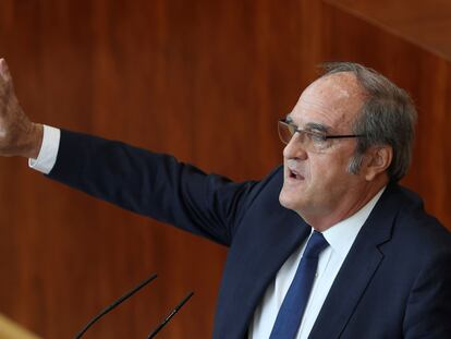 El portavoz del PSOE en la Asamblea, Ángel Gabilondo, en la Asamblea de Madrid.