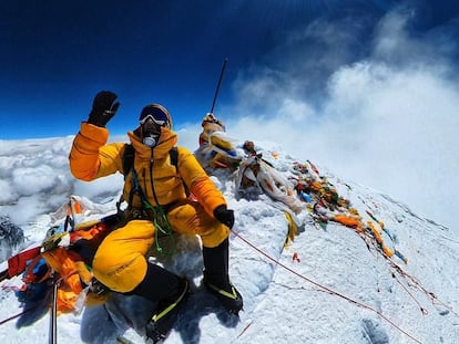 David Goettler, on Everest on May 21, in an image provided by the climber.