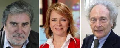 Javier Rioyo, Elena Sánchez y Eduardo Punset, de izquierda a derecha.