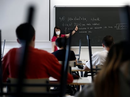 Una clase de matemáticas en un instituto de Madrid.