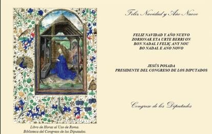 Felicitación de Jesús Posada en la cuenta de Twitter del Congreso.