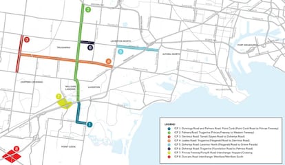 Plano de las carreteras de las que se hará cargo Ferrovial en Melbourne.