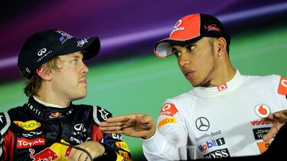 Sebastian Vettel y Lewis Hamilton en una foto de archivo.