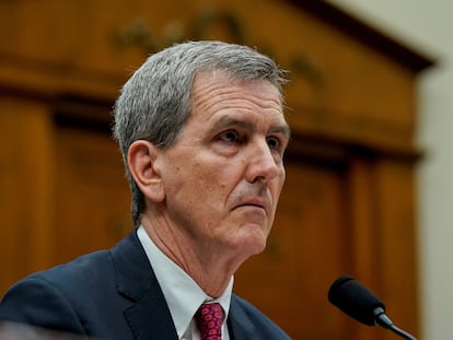 Federal Aviation Administration (FAA) Administrator Michael Whitaker testifies before a House Transportation and Infrastructure Aviation Subcommittee hearing to answer questions related to the January 5th rapid depressurization accident involving a Boeing 737 MAX 9 aircraft, on Capitol Hill in Washington, U.S., February 6, 2024.
