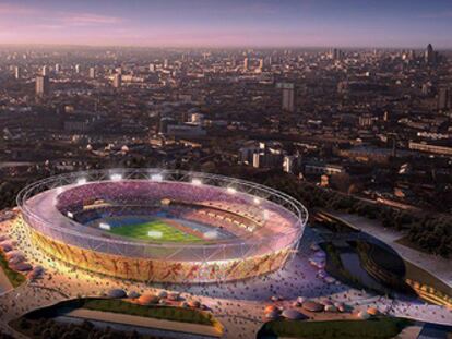 Imagen virtual del futuro Estadio Olímpico de Londres.