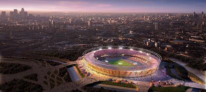 Imagen virtual del futuro Estadio Olímpico de Londres.