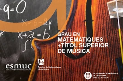 Cartel del doble grado en Matemáticas y Música lanzado por la UPC y la Esmuc.