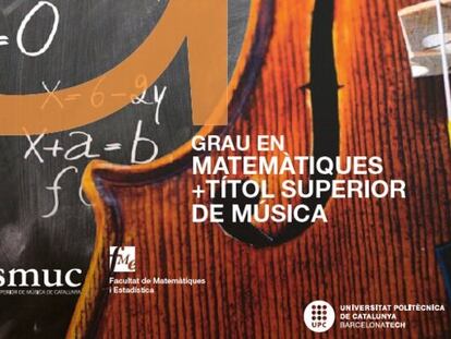 Cartel del doble grado en Matemáticas y Música lanzado por la UPC y la Esmuc.