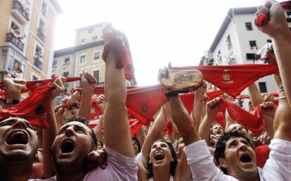 Ambiente previo al chupinazo en Pamplona