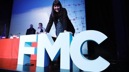 Olga Arnau en la asamblea de la FMC en que fue elegida presidenta.