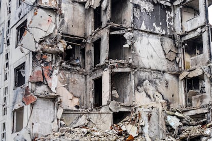 Edificios destruidos por la invasión rusa en Borodyanka.