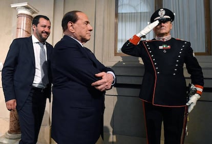 Silvio Berlusconi, en el Palacio del Quirinal la semana pasada con Matteo Salvini.