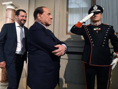 Silvio Berlusconi, en el Palacio del Quirinal la semana pasada con Matteo Salvini.