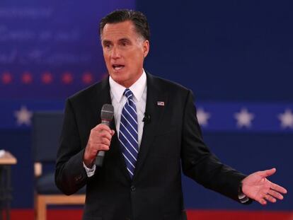 Romney durante el segundo debate electoral.