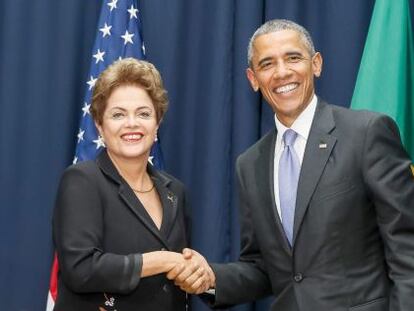 Dilma e Obama antes da reuni&atilde;o bilateral.