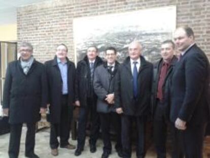 Representantes de las asociaciones de productores de vacuno de Italia  (Consorzio Italia Zootecnica); de Irlanda (Irish Farmers Association); Francia (Federation National Bovine) y Espa&ntilde;a (Asoprovac), tras su reuni&oacute;n en Madrid.