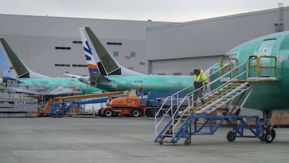 Aviões Boeing 737 Max no aeroporto de Seattle.