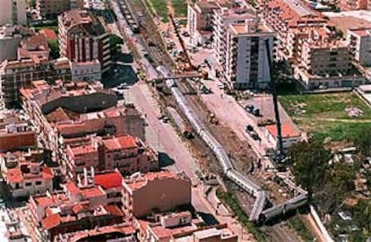 Posición de los trenes, Euromed y Catalunya Express,  en el accidente de Torredembarra, Tarragona.