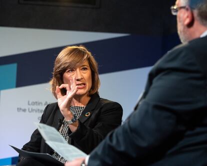 Yolanda Valdeolivas García, secretaria de Estado para el Empleo de España, durante su participación en una de las mesas del foro.