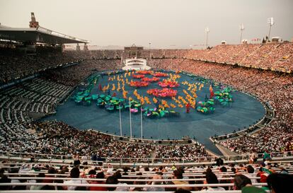 Uno de los espectáculos de la ceremonia de apertura de los Juegos Olímpicos de Barcelona 92.